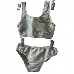 NEW PLANET SEA girl's 2 piece ribbed bikini in grey